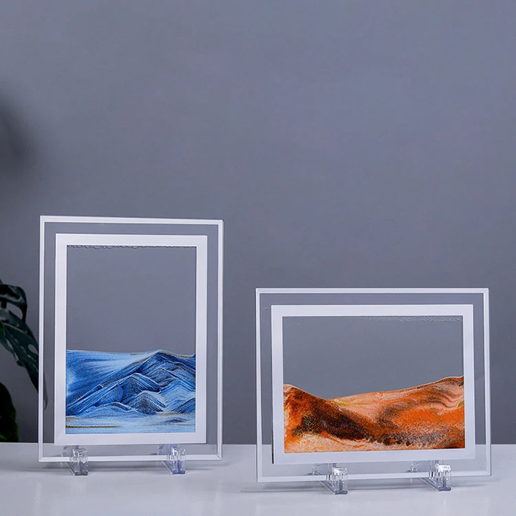 Customized Creative Gift Desktop Art Toys 3d Landscape Hourglass Glass Crafts Quicksand Painting