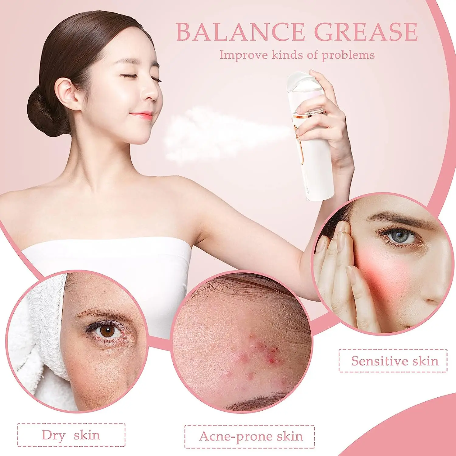 Top Selling Moisturizing Water Spray Mini Face Steamer Portable Nano Facial Mist Sprayer With Skin Testing Function