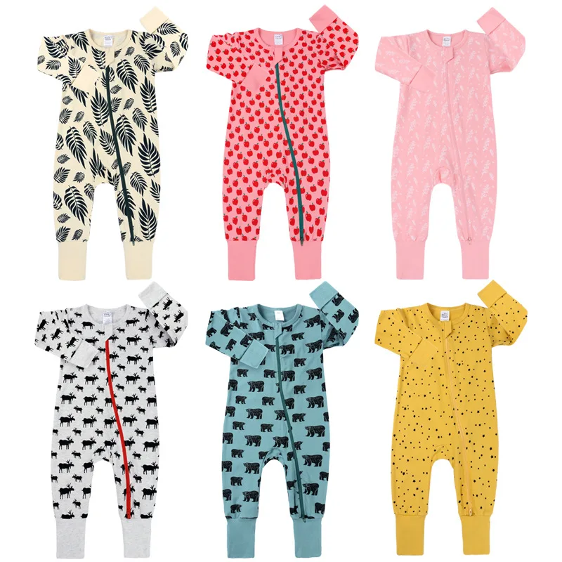 Wholesale Infant Kids Zipper Bodysuit Onesies Baby Clothes Romper Can Custom Bamboo Baby Pajama