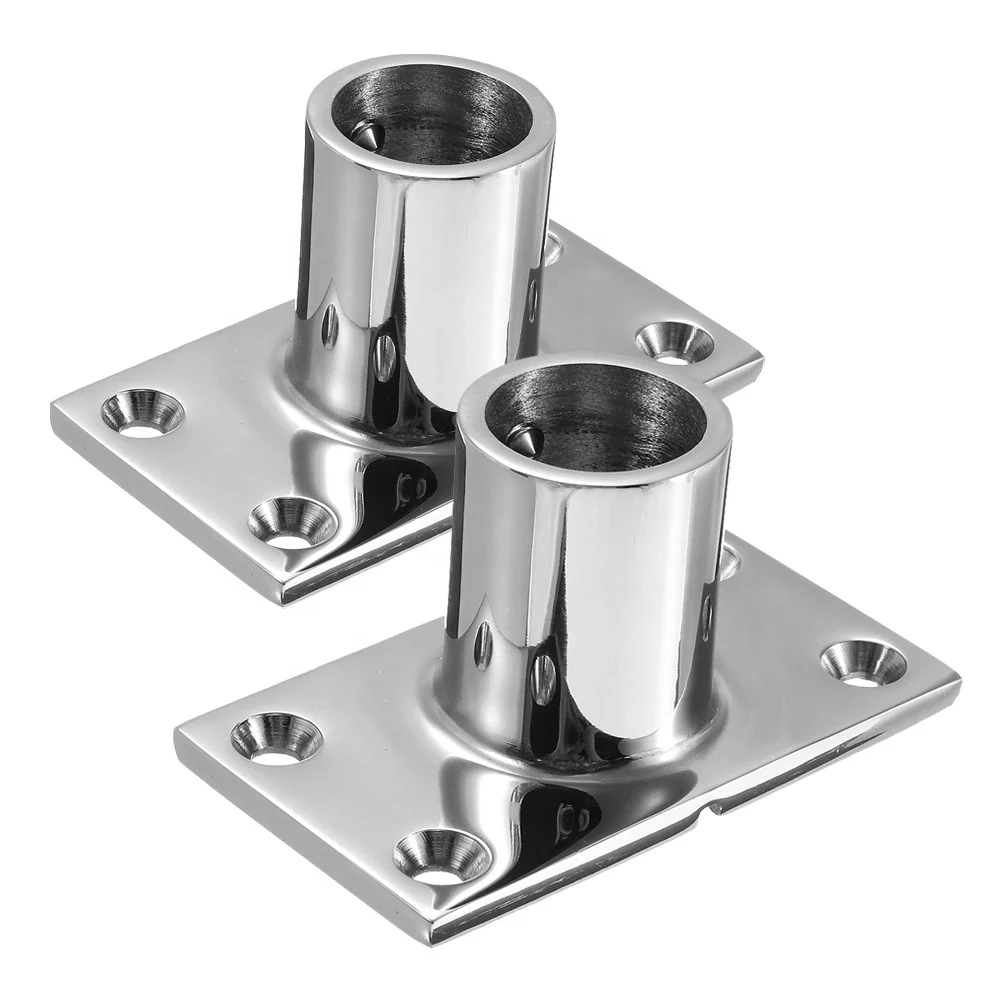 Custom High Quality Polishing Stainless Steel Rectangular Bases Boat Marine Handrail Fittings Tube Bracket