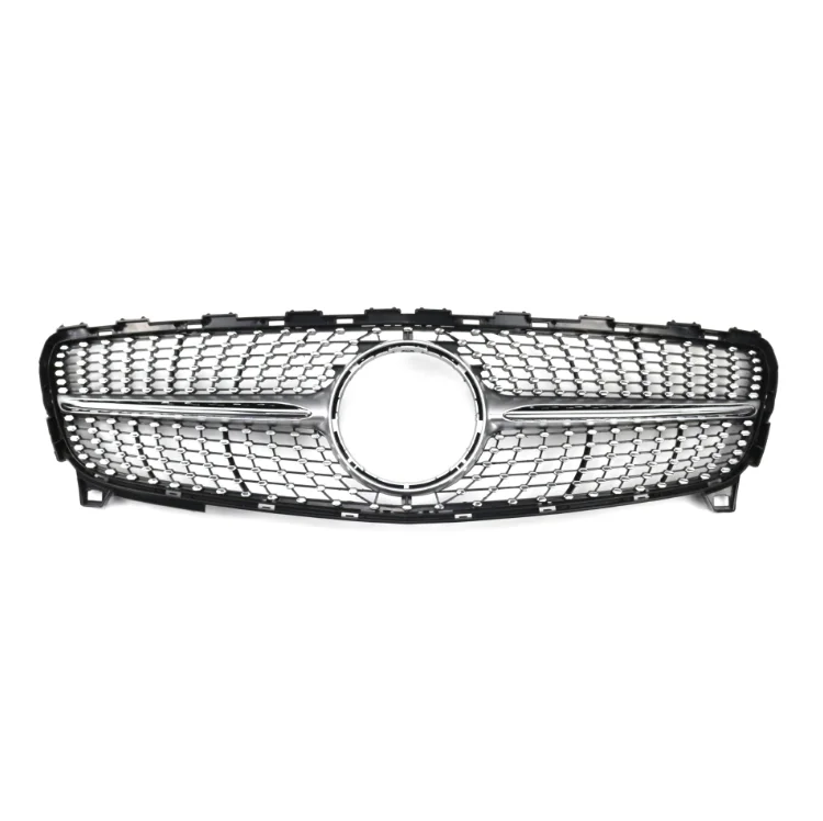 ABS Fiber Grills Glossy Silver For Mercedes Benz Class A W176 GT 2016-2018 A180 A220 Sport Front Bumper Grille