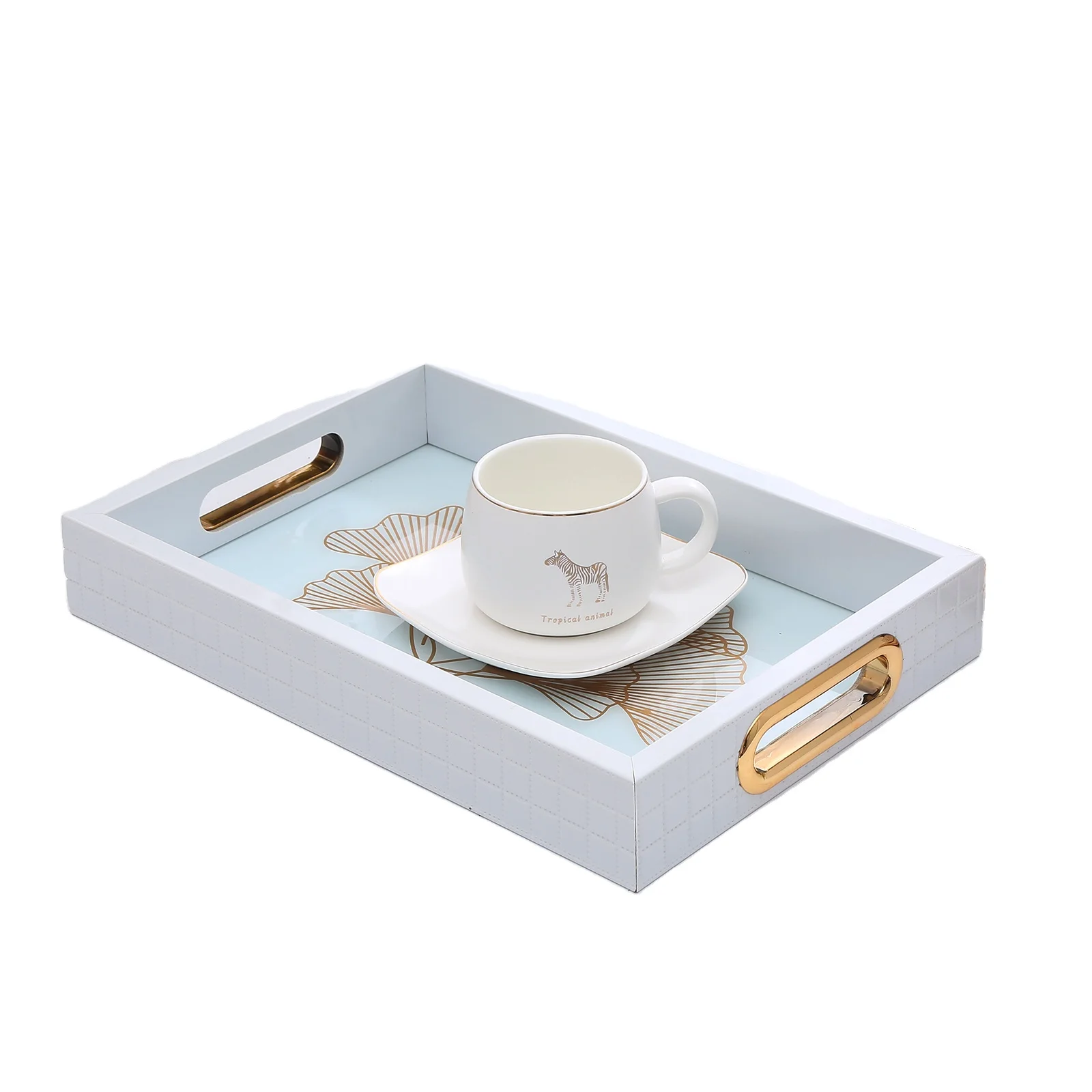 Mirror Decorative Tray For Coffee Table Ottoman Bathroom Arabic Serving Tray Sets with Handle