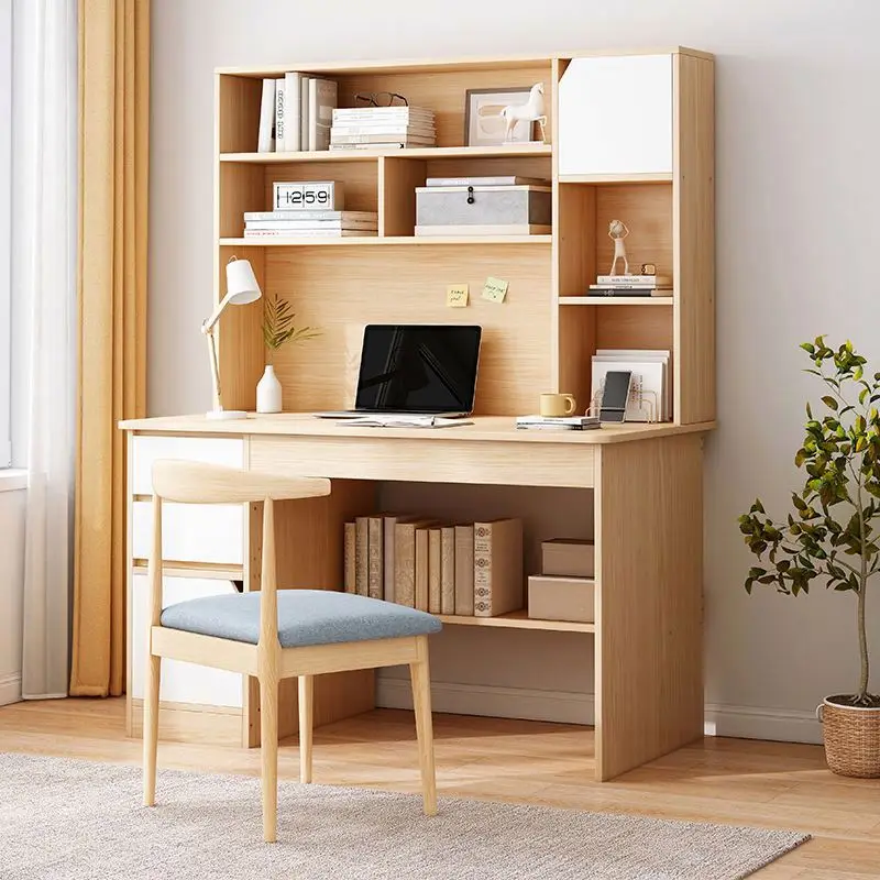 Desktop Computer Desk Household Desk Bookshelf Integrated Simple Office With Bookcase Combination Bedroom Student Writing Desk