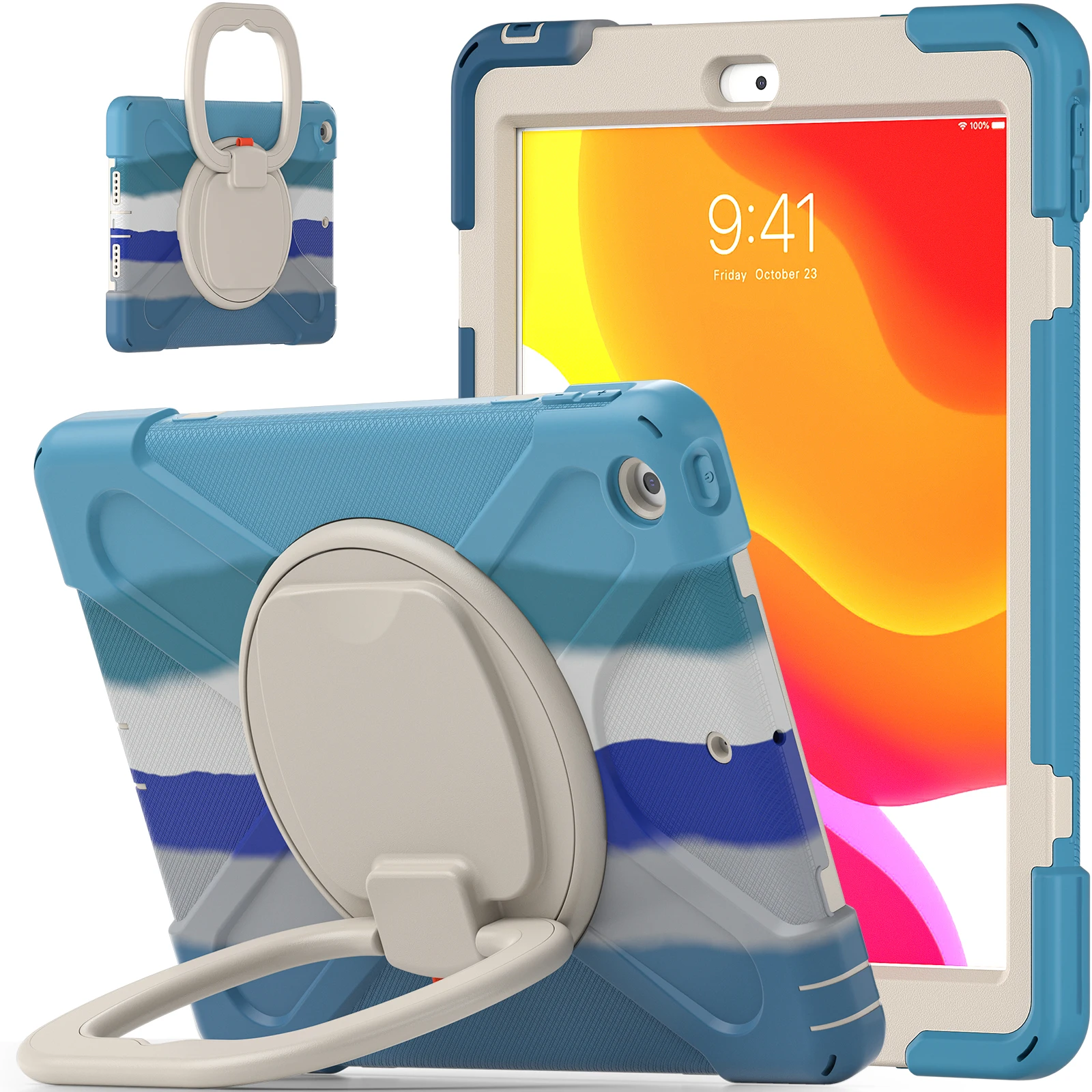 
High Quality Colorful Handle Kickstand Shoulder Strap Case Cover For iPad 10.2 Tablet 