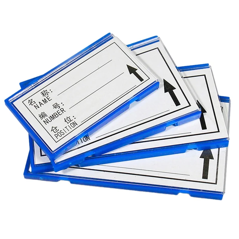 Magnetic Label Holder Racks with Data Card Protective Film Replacement Label for Warehouse Shelf