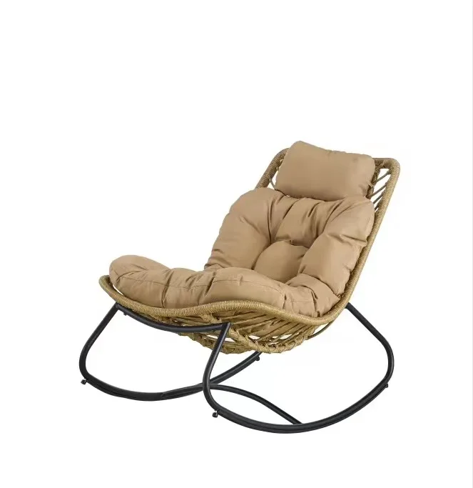 Wholesale Indoor Outdoor Garden Sun Living Room Lounge Chair Balcony Waterproof Rattan Rocking Chair with Good Quality