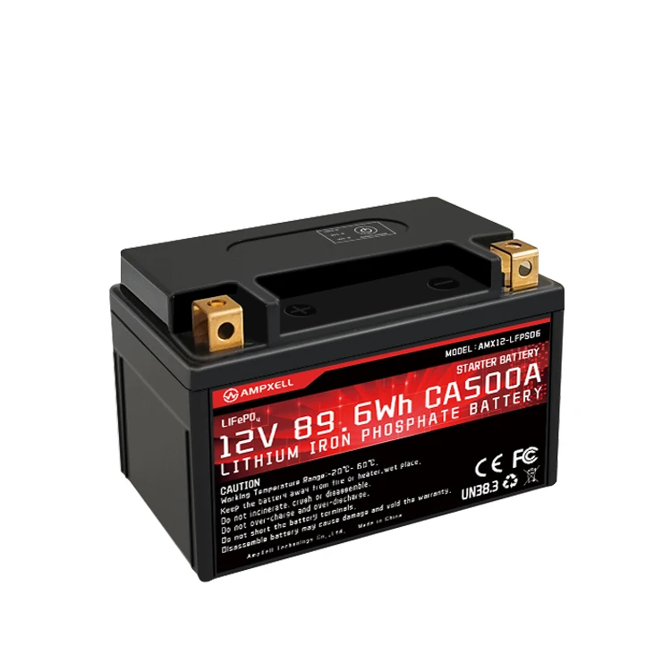 AMPXELL 12V 7Ah CA500A 89.6Wh car start rechargeable lithium ion battery for electric start generator Honda Kawasaki Suzuki