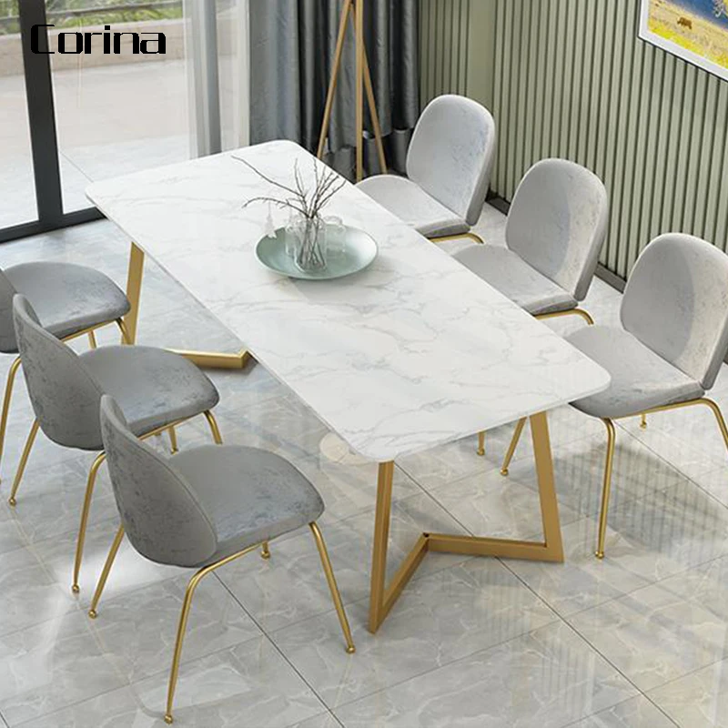 
European style furniture luxury white marble dinning table for restaurant 