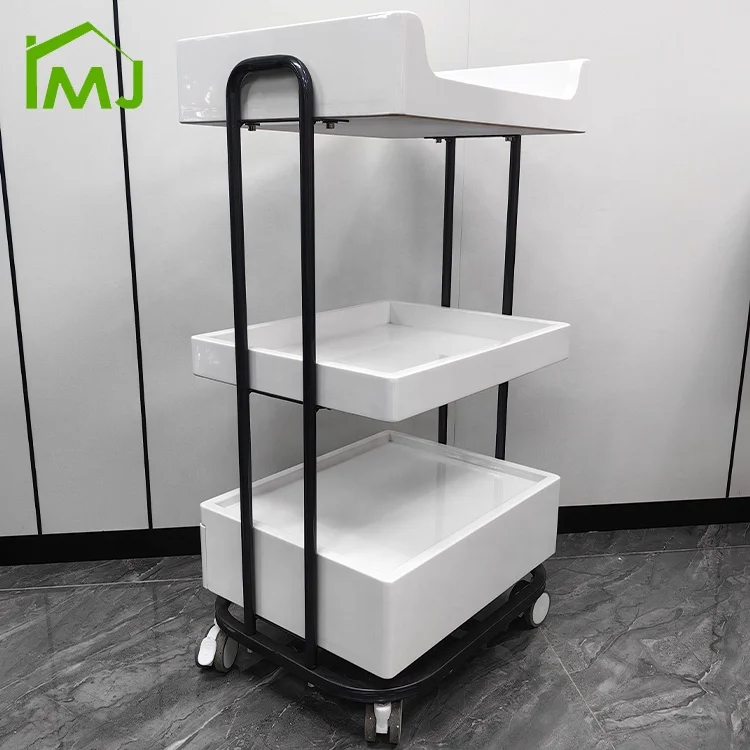 Salon Trolley Cart Rolling Wheels Hairdressing Barber Used Cart Storage Trolley