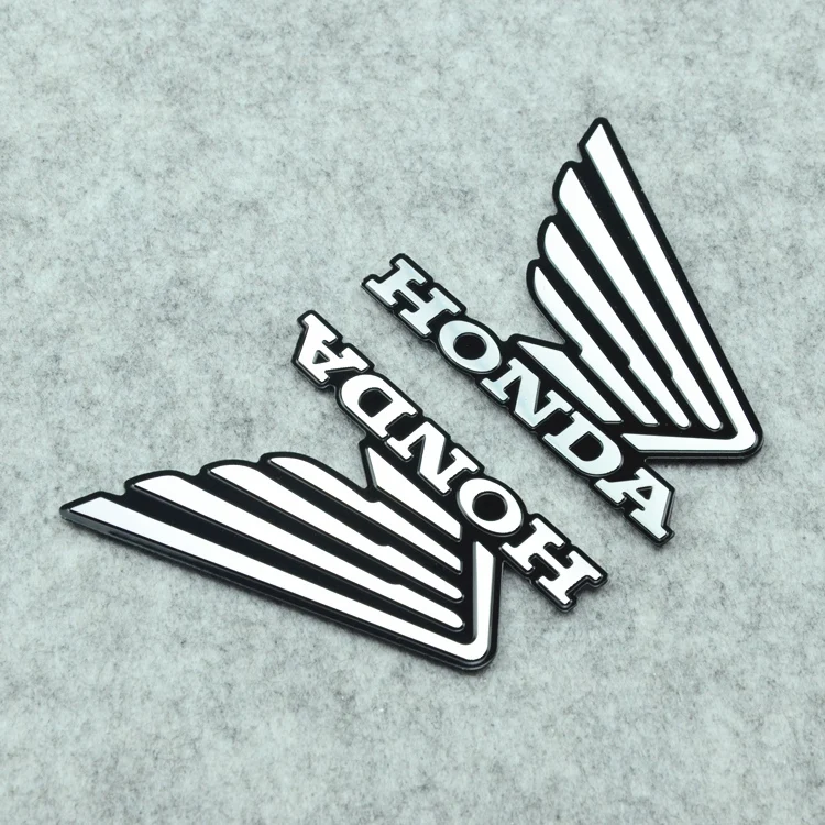 Customized aluminum alloy decorative decal sticker motorcycle metal logo sticker for honda wings