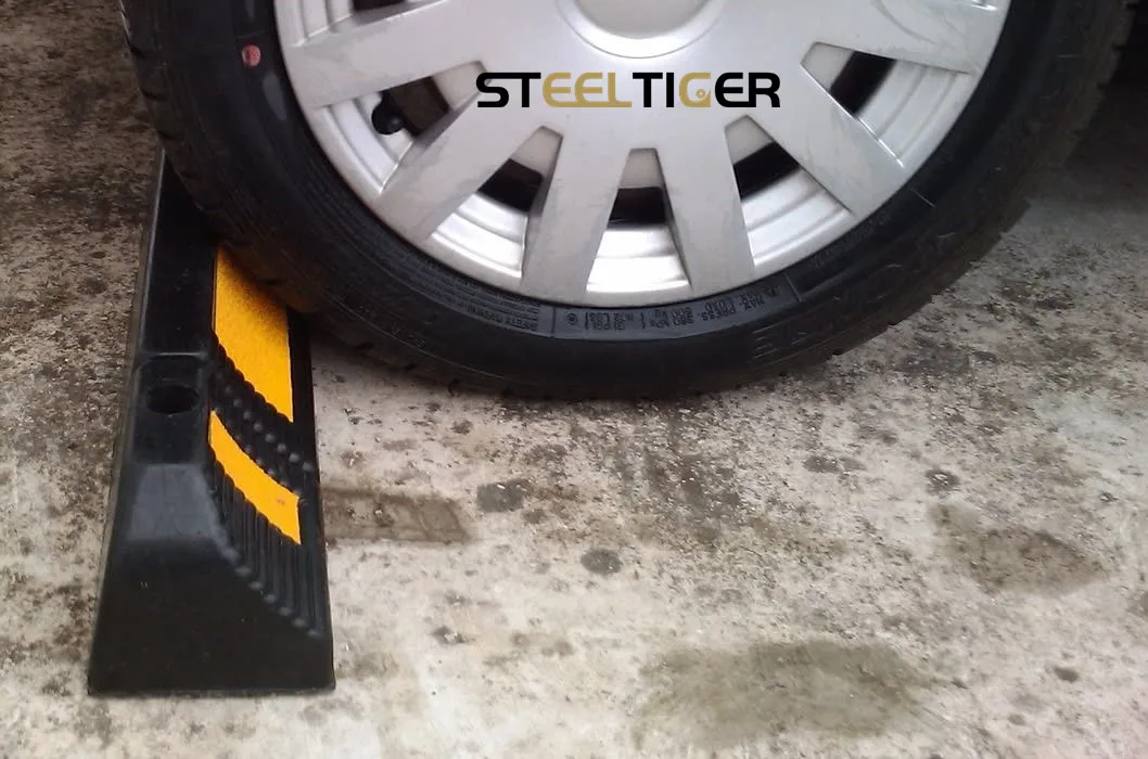 Parking Stopper for Garage Floor, Blocks Car Wheels as Parking Aid and Stops the Tires, acting as Rubber Parking Curbs