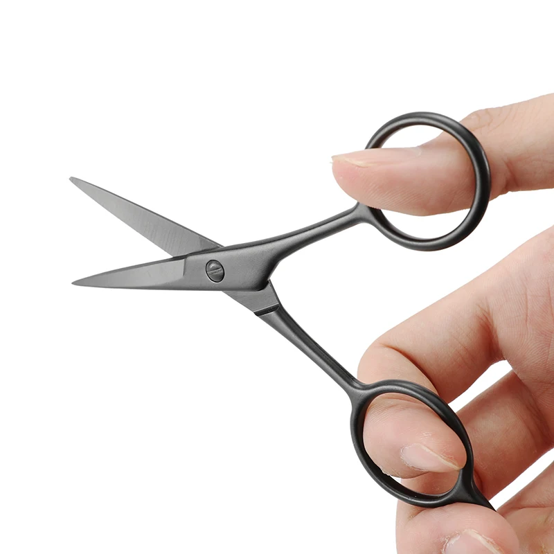 Hot Sale Wholesale Custom Logo Stainless Steel Large Finger Hole Beauty Barber Scissor for Nose Beard Head Hair and Eyebrow Hair