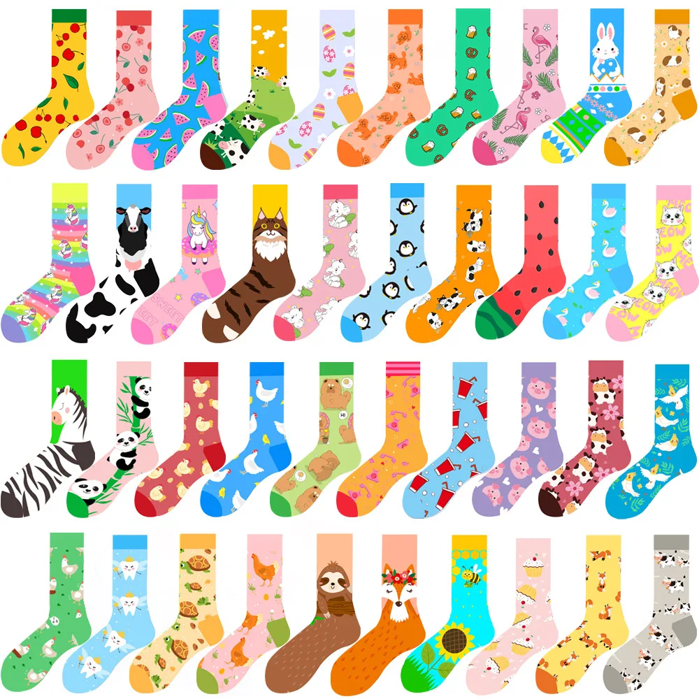 Wholesale Unisex Colorful Fancy Creative Socks Trendy Manufacturers Custom Design Fun Cartoon Socks For Women