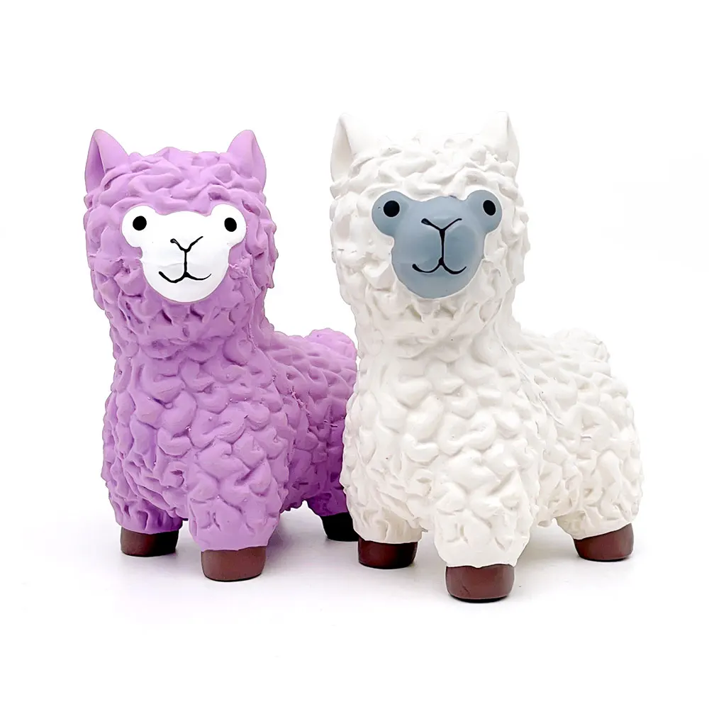 Manufacturer Wholesale Packed Squeaky  Latex Alpaca Design Dog Chew Toy Soft Latex Dog Toys
