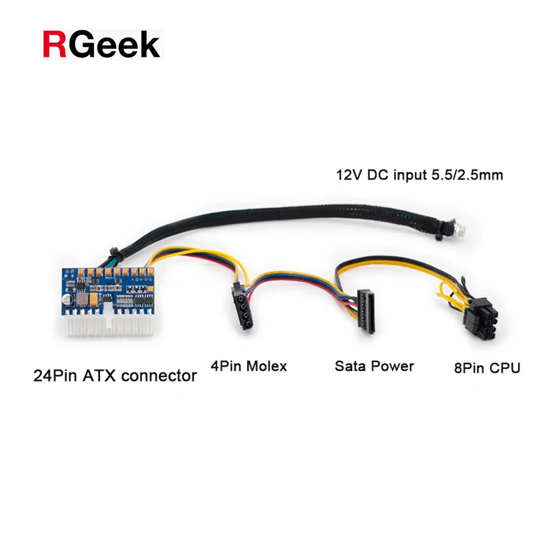  Блок питания RGeek с питанием от постоянного тока до ATX 12 В 250 Вт пиковая выходная мощность 24pin блок Pico PSU Mini ITX для