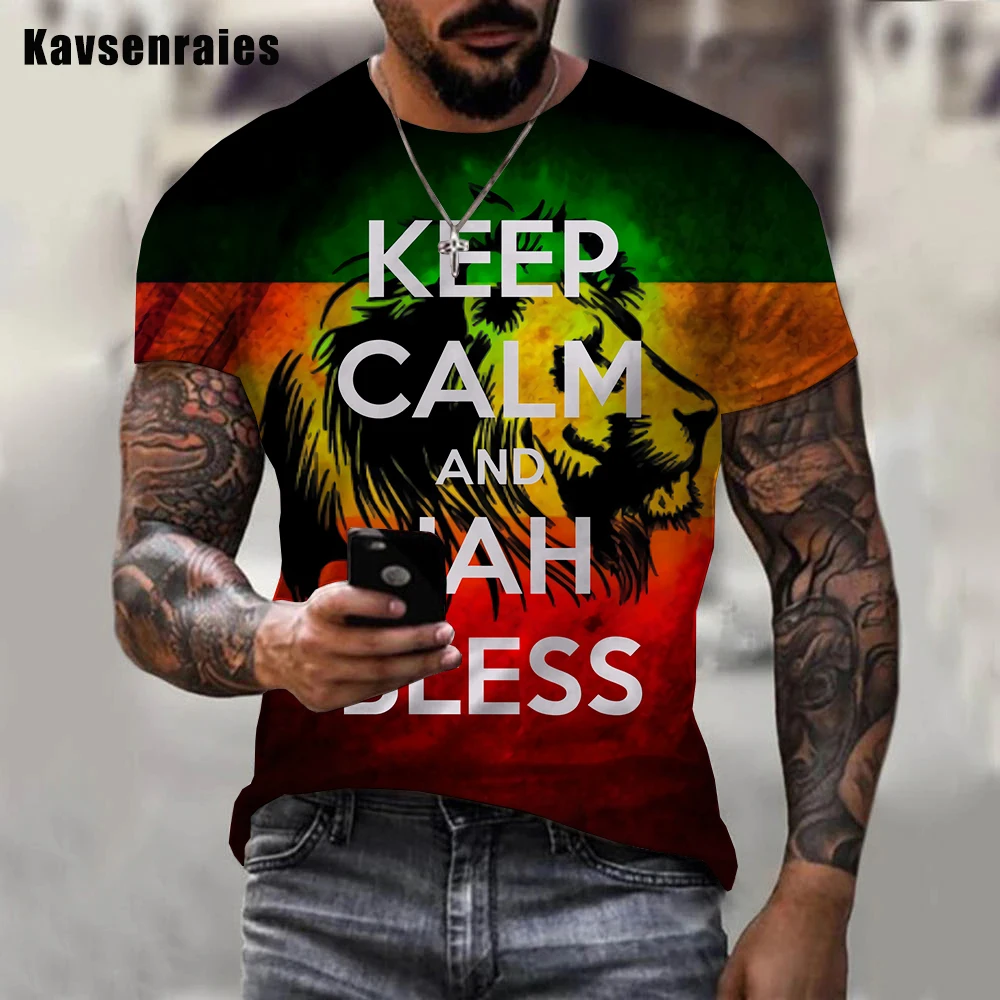 Рубашка с 3D принтом Jah Bless для мужчин летние короткие футболки Rastafari большого размера Haile Selassie от OEM и ODM 2022