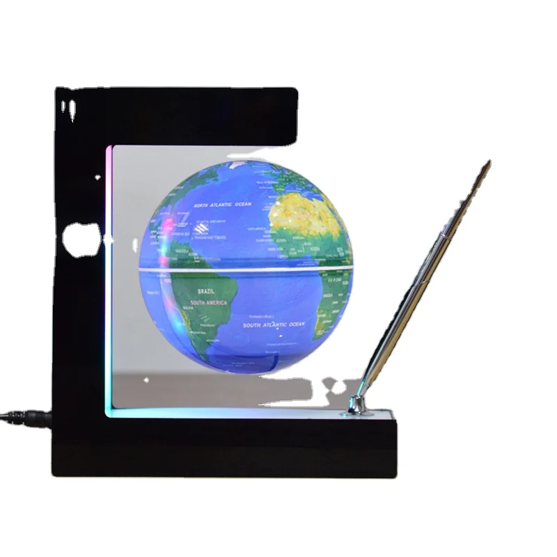 floating globe office desk display magnetic levitating earth globe ball with pen holder gift