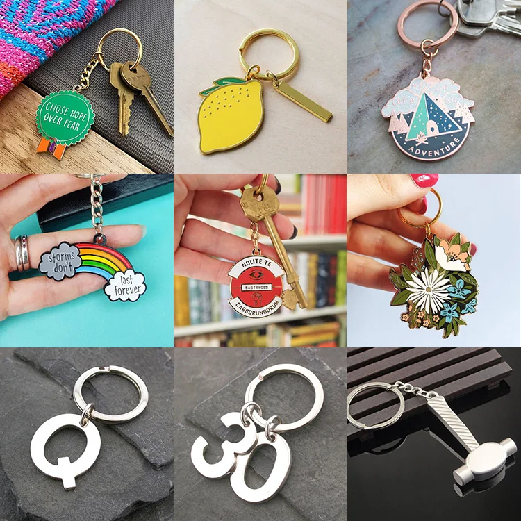 China manufacturers zinc alloy iron metal custom personalized keyrings soft hard enamel keychains