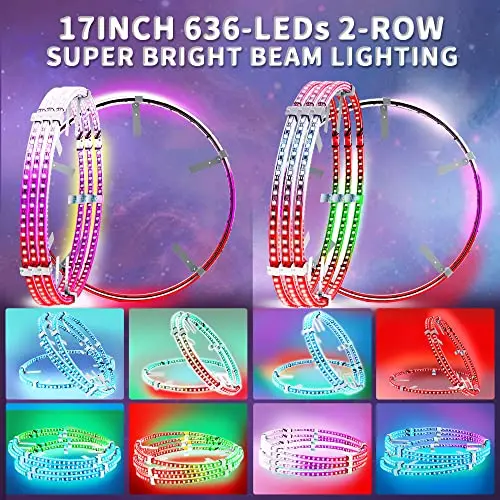 LED Dream Chasing Colors L/R turn signal and brake backlight 2-row wheel rim RF/APP flow neon strip light decoration kit