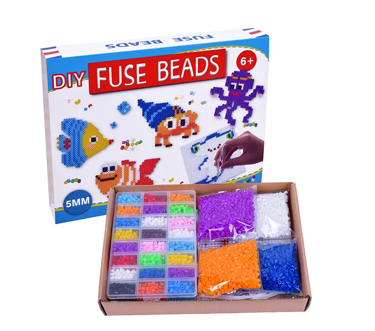 Kids Diy 24 Colors Ironing Beads Educational Toys Plastic 5mm Hama Fused Beads Fish Cartoon Patterns Perler Beads
