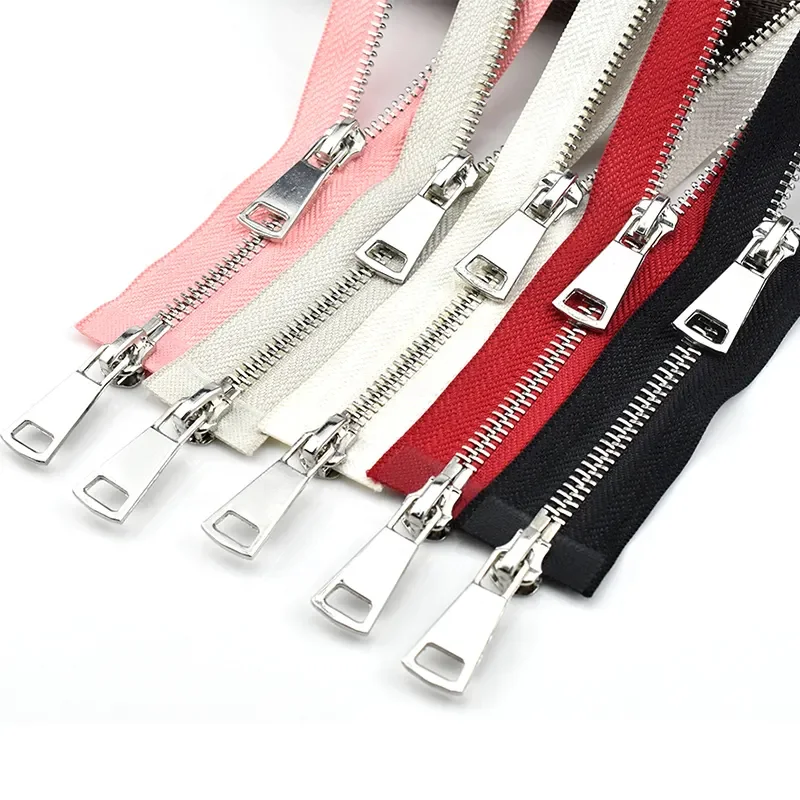 Factory Custom Gold Teeth Metal Zippers  auto lock Close End sliver Zipper Puller in Multiple Colors #3 #5  #8  Garments