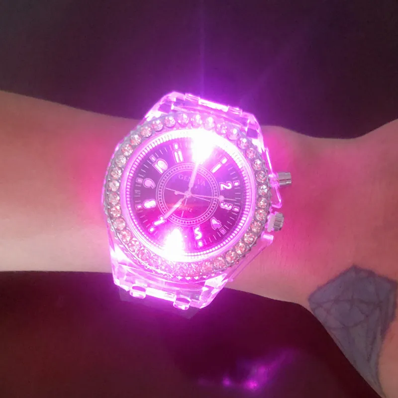 2024 LED Light Flash Luminous Watches Women Men Boys Girls Silicone Wrist Watch Fashion Clock Kids Children