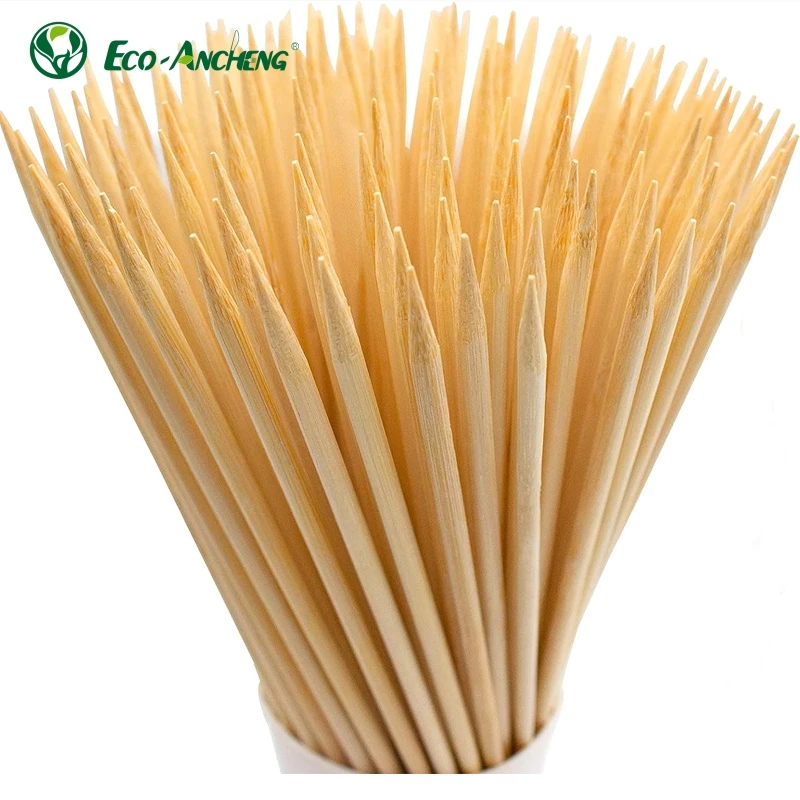 Bamboo Skewers 100PCS BBQ Skewers Bamboo Grill Shish Kabob Skewers Natural Bamboo Sticks for Barbecue