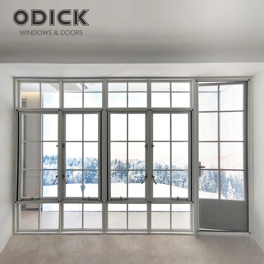 ODICK aluminum alloy doors and windows casement Windows in pakistan security grills with 2024 new arch and grill fence design