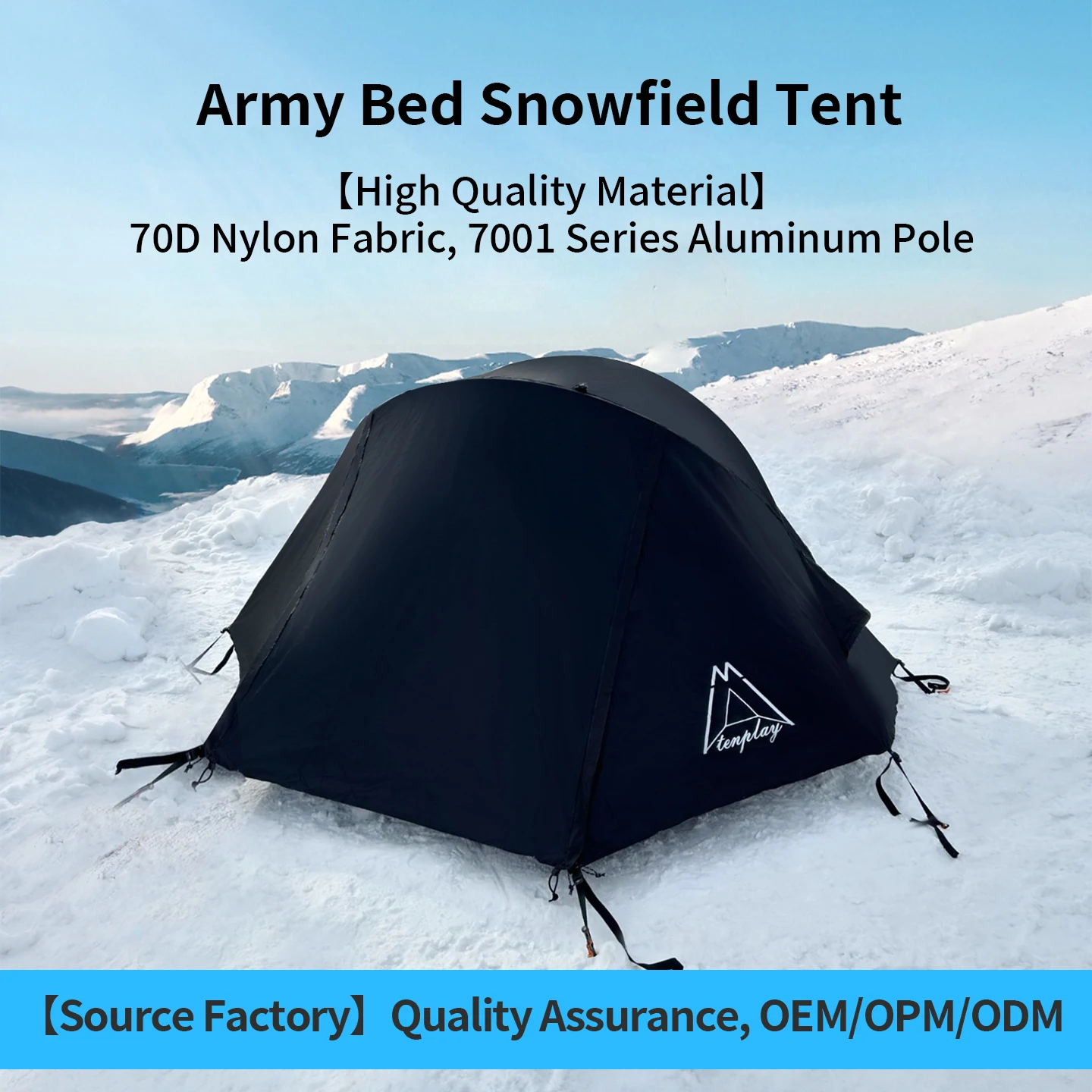 Ultralight 1-Person Double Layer Nylon Snow Tent with Aluminum Pole for Single Person Camping