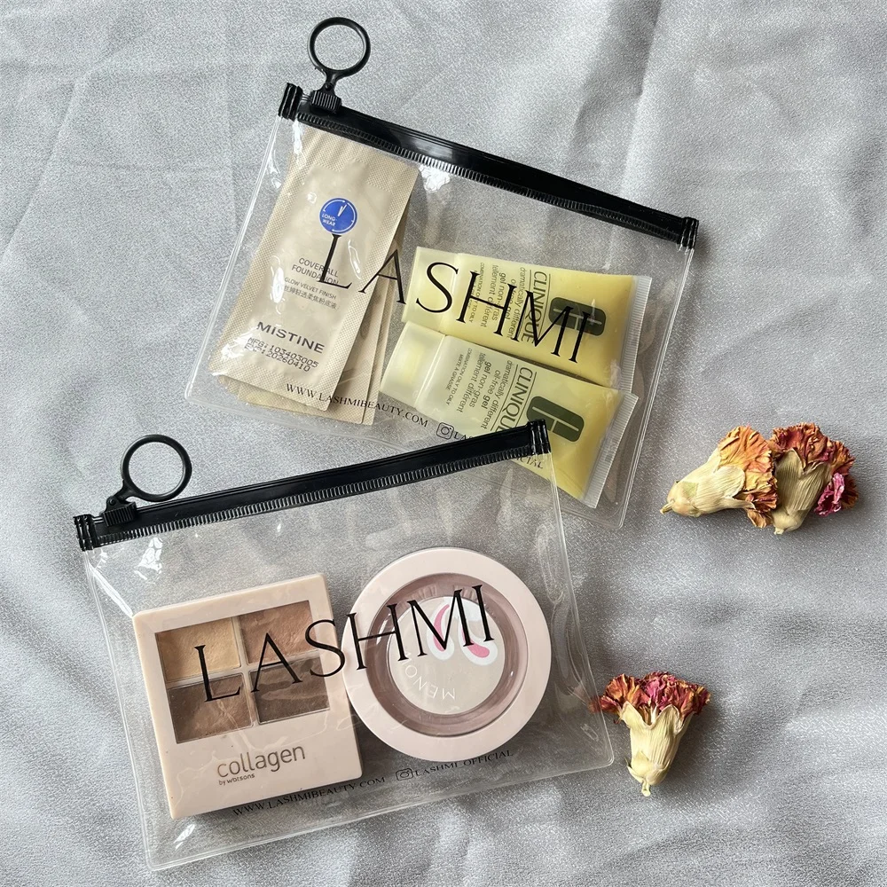 Eco-friendly Custom Logo Plastic Clear vinyl Ziplock Pouch Cheap Cosmetics Zip Lock Pvc Zipper Bag For Eye Shadow Packaging