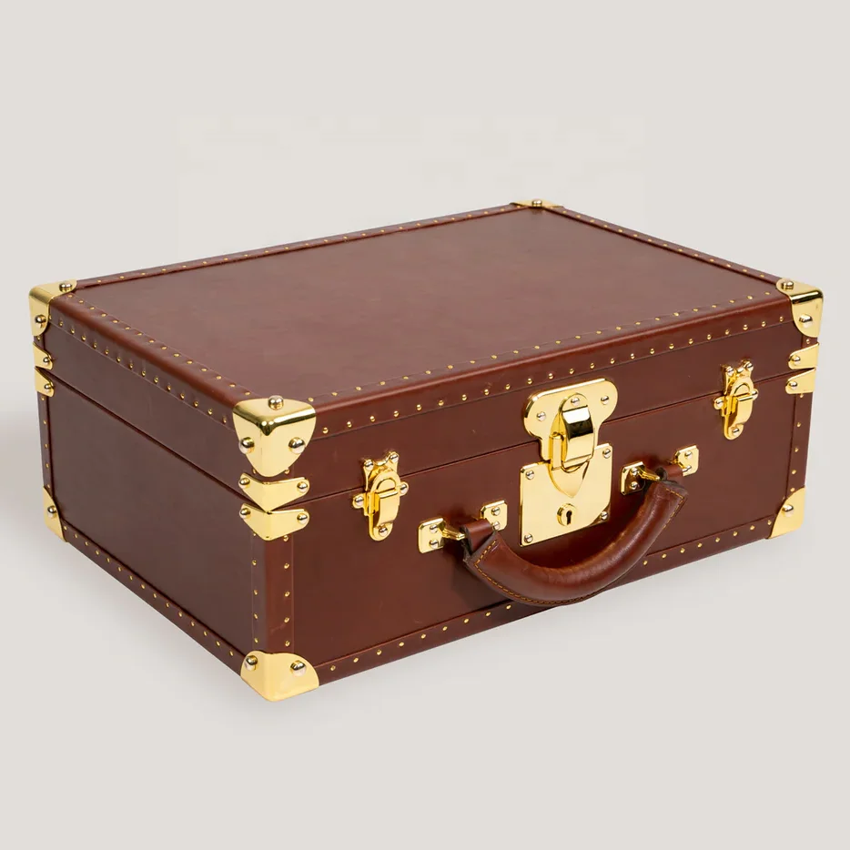 Customized Vintage Suitcase Royal Watch Case Retro Leather Case for Painting Arts and Jewelry