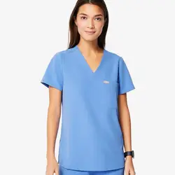 Hot Sale V-neck Hospital Uniforms Medical Nursing Scrubs Uniform Scrub Sets Short Sleeve Tops jogger Ceil Blue Pants Uniform