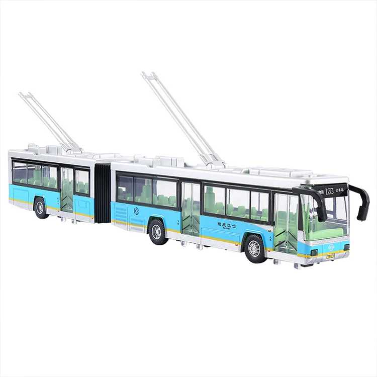 Kaiwei 1/32 Scale Diecast Model Car Double Section Bus Toy Sound and Light Effects Metal Diecast Model Cars