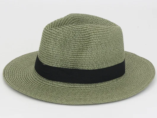 Wholesale fashion beach custom straw hat Panama hats unisex breathable sun straw braid floppy fedora beach straw hats