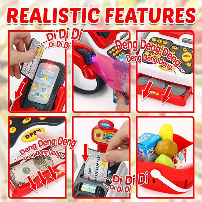 Supermarket Toy Kids Cash Register Set Credit Card Machine Toy
