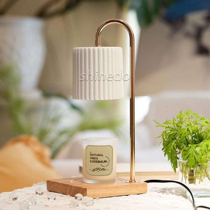 Elegant Candle Lamp Scented Wax Melting Lamp Amber Glass Candle Warmer for Home Decoration