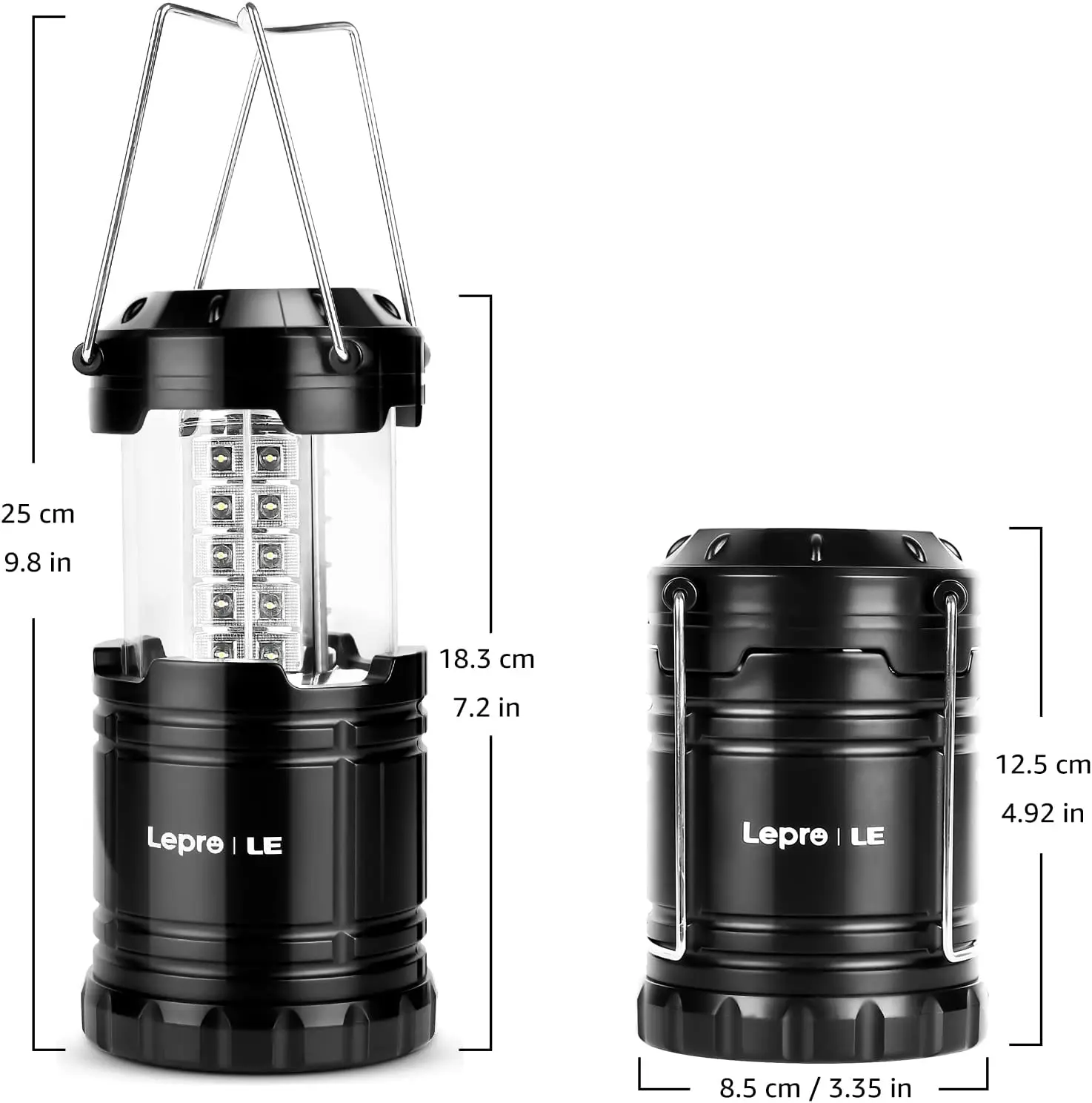 LED Battery Powered Lamp Super Bright 200 Lumen Collapsible Outdoor Portable Lights for Power Outages Hiking