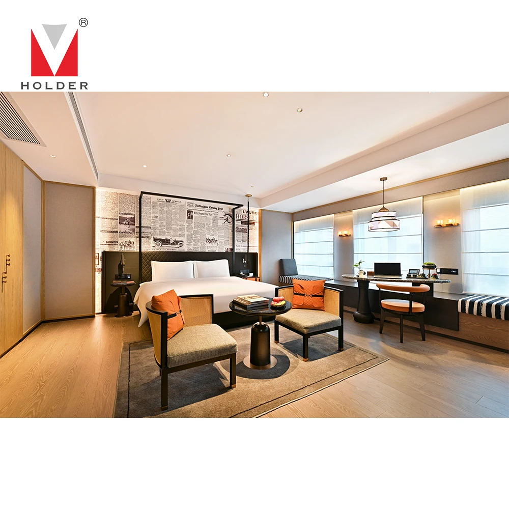 Modern Customized Wood Hotel Bedroom Sets 4 Star Holiday Inn Authur Knight Hotel Furniture