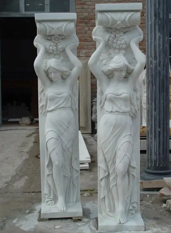 Beige Marble Roman Square Pillar Design