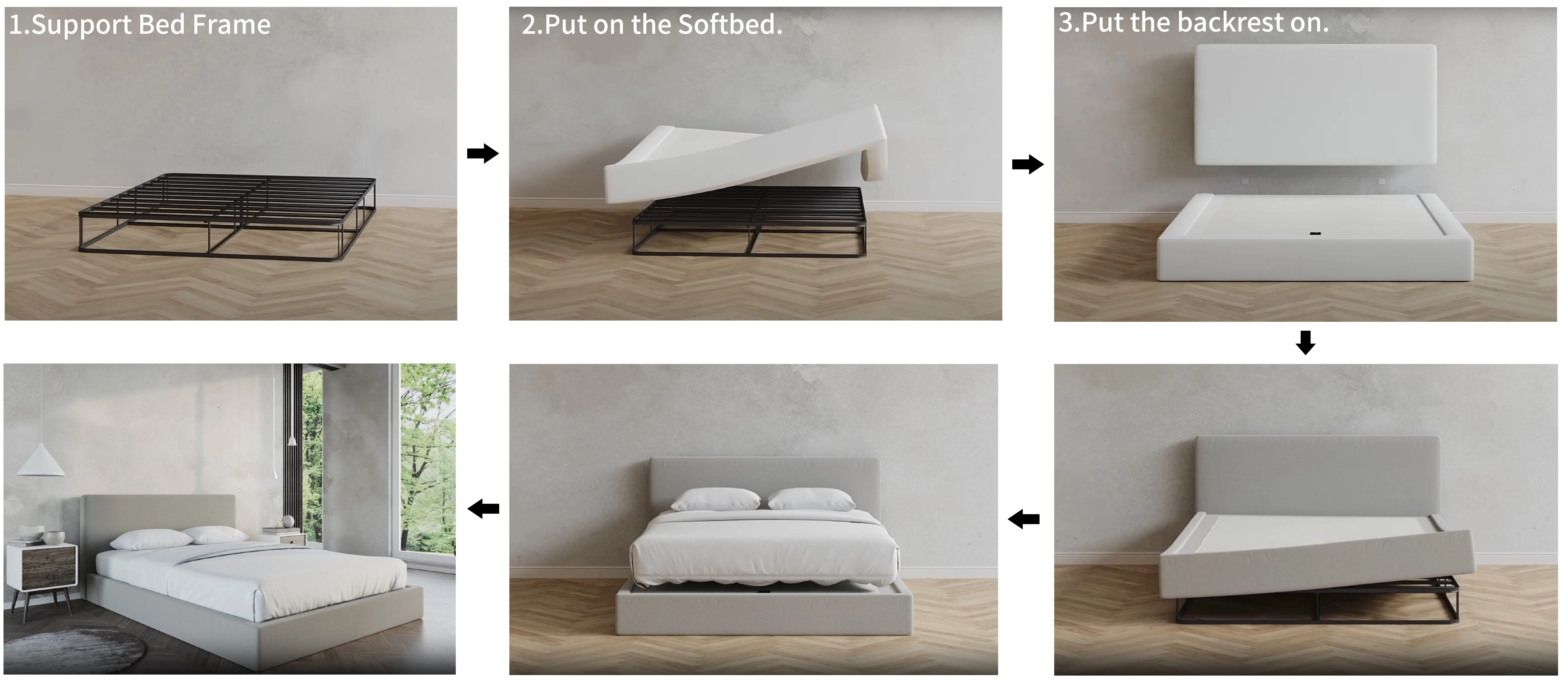 Europe Design Furniture Bedroom Bed Frame Sets Compression Folded King Queen Size Soft Foam Bed Frame