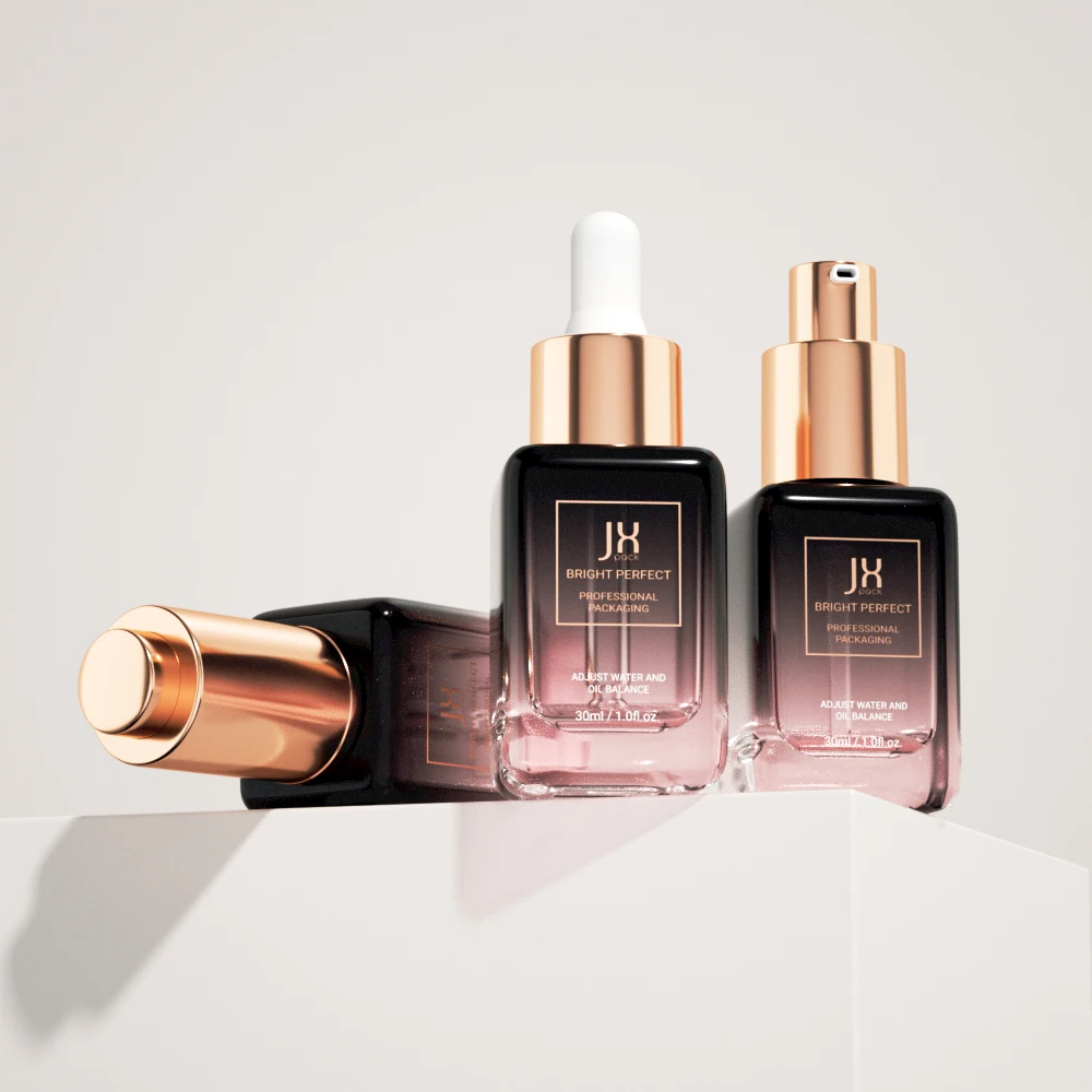 1oz empty  wholesale 30 ml frosted glass cosmetic essence  essential oil  hair serum dropper bottle skincare bottles