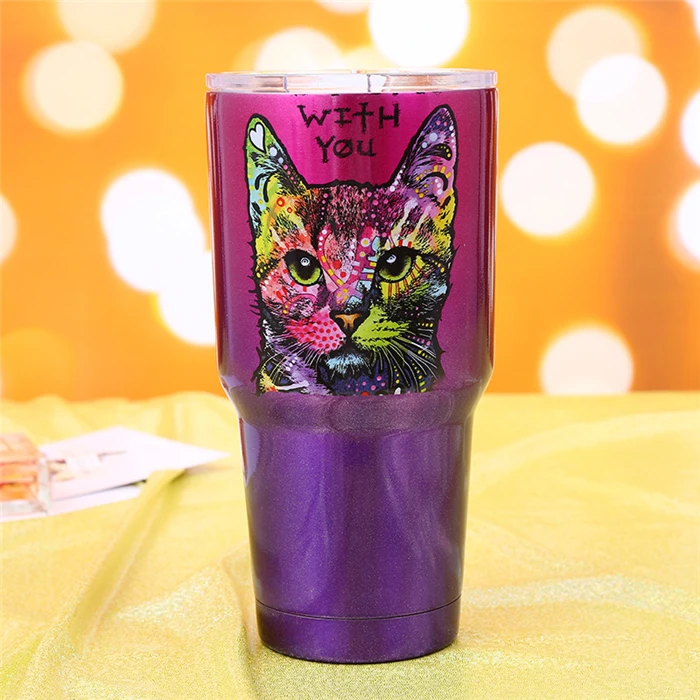 
Wholesale Promotional Cute Cartoon Lovely Dog And Cat Pattern Double Wall 30 oz Eco-Friendly Coffee Tumbler 