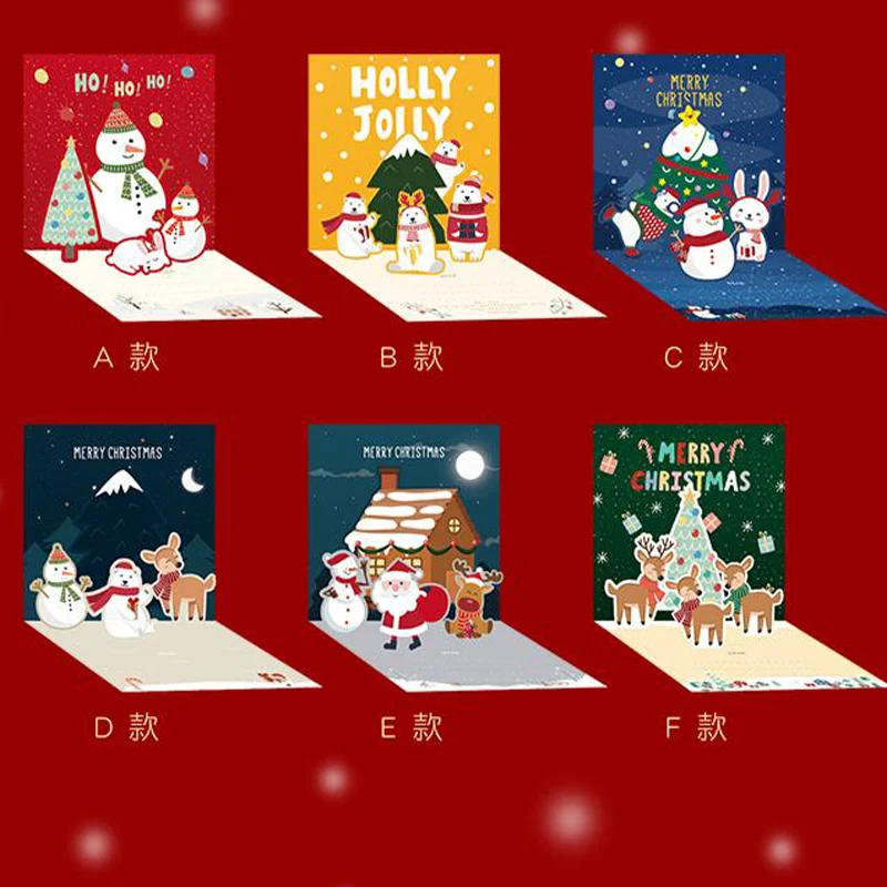 wholesale holidays gift pop up 3d christmas greeting cards with envolpe
