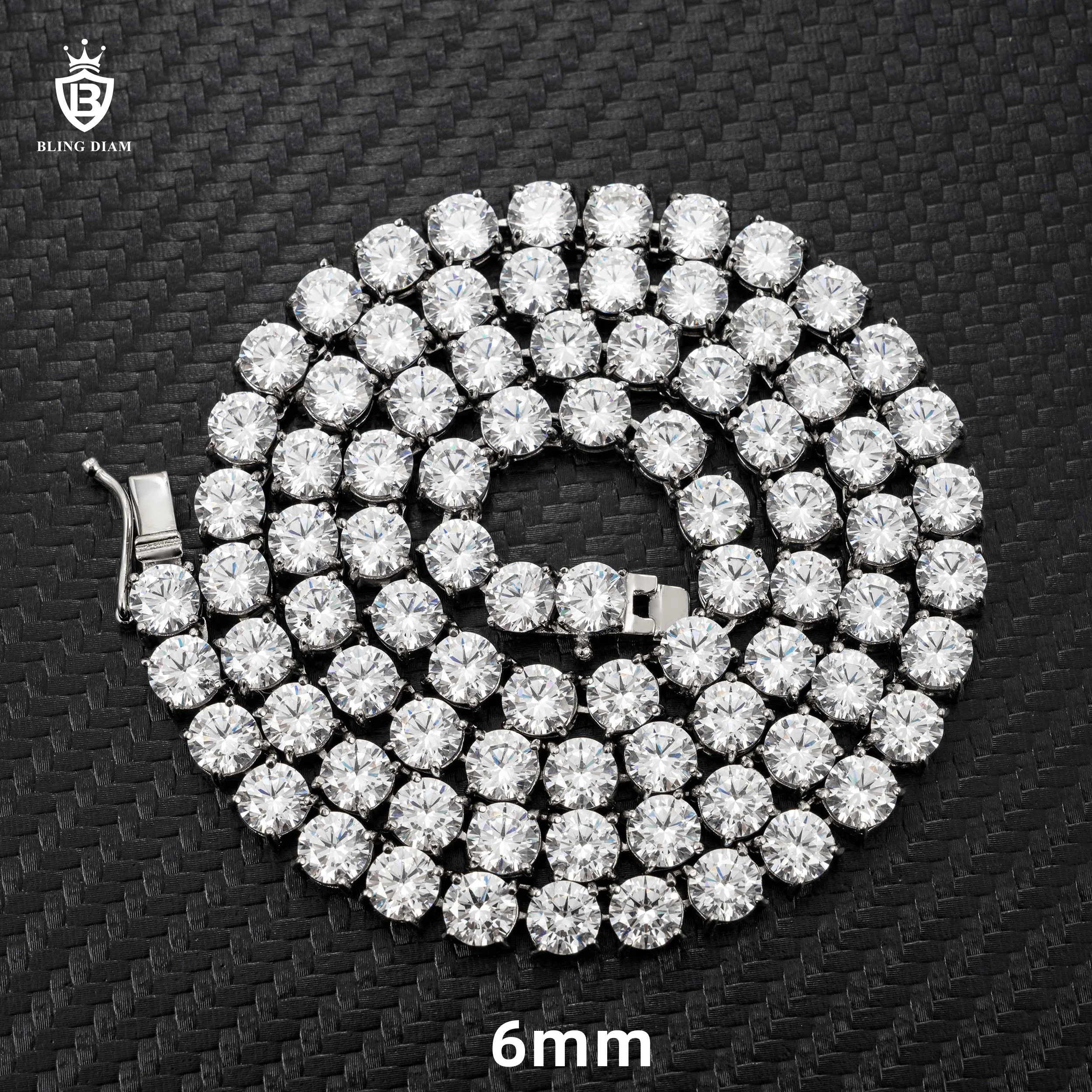 Wholesale price custom hip hop jewelry 6mm cubic zirconia tennis bracelet necklace 316 stainless steel tennis chain