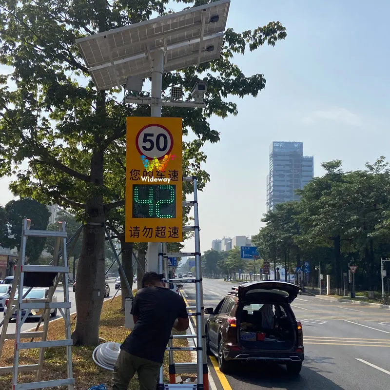 Vehicle speed screen Outdoor vehicle speed feedback with background system Solar radar capture radar speed sign