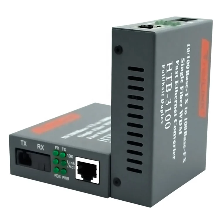 HTB-3100 Fast Ethernet to Fiber 10/100M WDM 1310nm 1550nm Single Mode Single Fiber Netlink BiDi Fiber Optic Media Converter