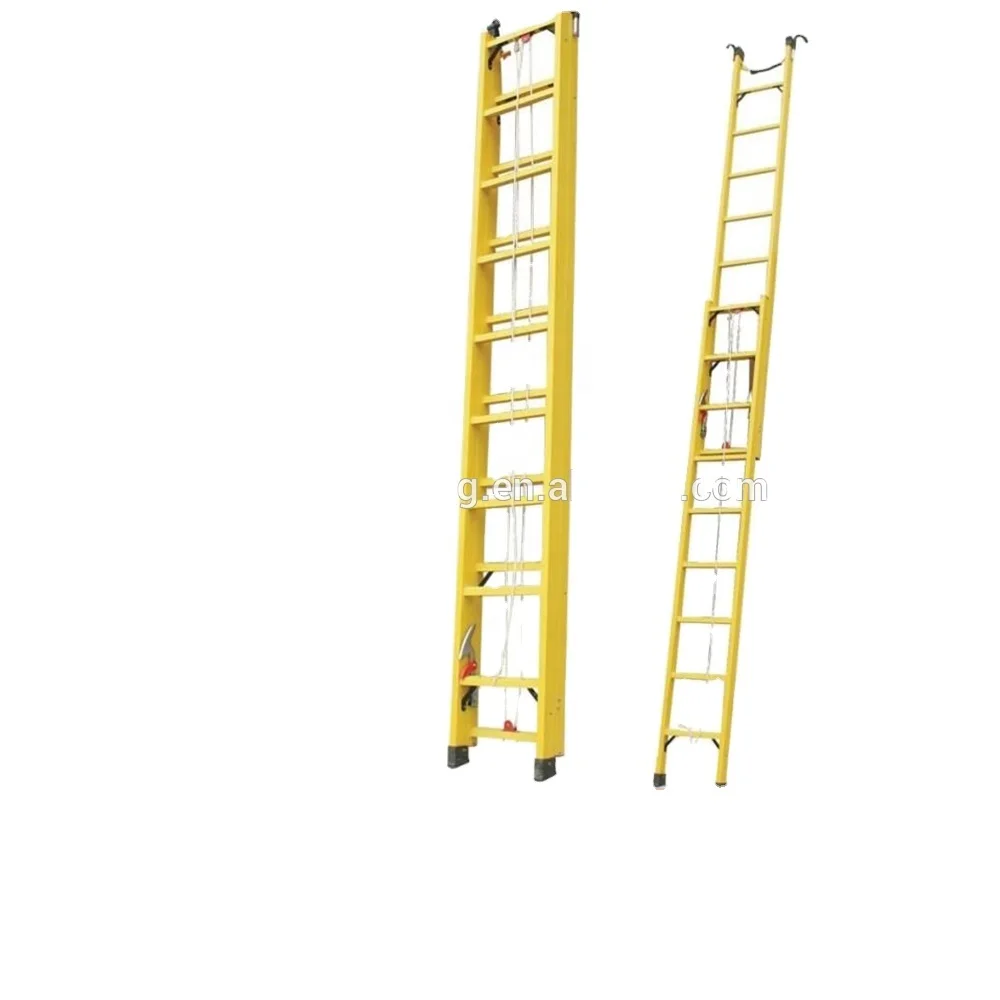 Height adjustable multi use liberary warehouse electrical work fiberglass telescopic insulated ladder for safety outdoor
