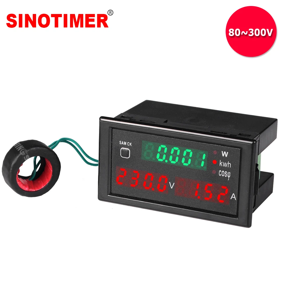 AC 80-300V 300-450V Voltmeter Ammeter KWH Power Energy Meter LED Digital AC Wattmeter Electric Meter with Reset Function 0-100A