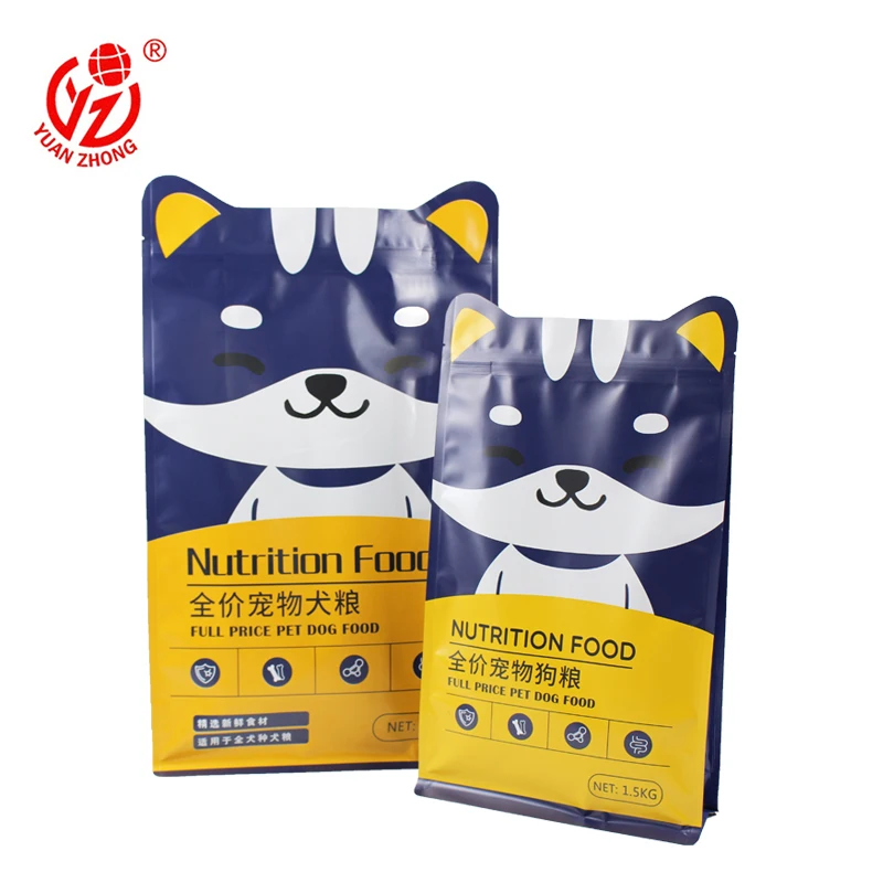 Yuanzhong Custom Bag Packaging Side Gusset Dog Food 20 Kg Bags Pouch Plastic Cat Pet Food Packing Bag With Resealable Zipper