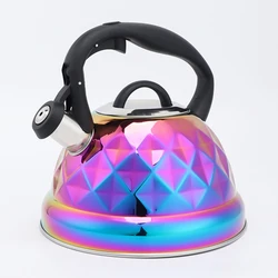 2.8L Rainbow Colors Stove Top Whistling Tea Kettle Stainless Steel Water Kettle